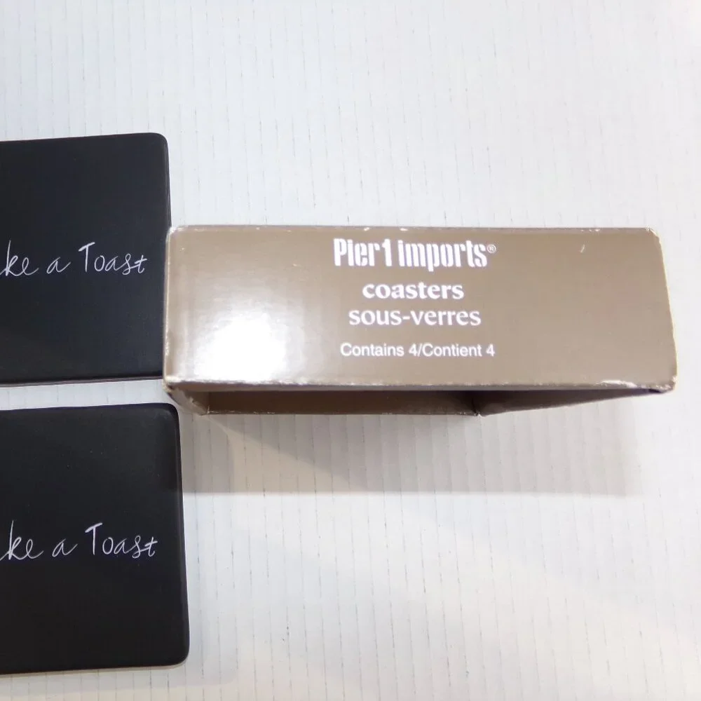 Pier 1 Imports Make A Toast Ceramic Set 4 Coaster Coffee Table